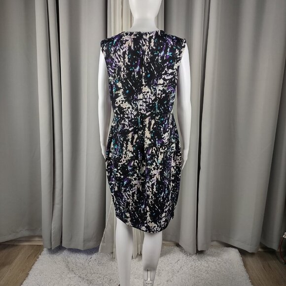 Mossimo Black, Purple, Cream, Abstract Sleeveless Stretch Back Zip Midi Dress XL - Picture 4 of 12